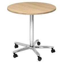 BISTRO 80R C - Système de tables conférence chrome Chêne  Ø 80