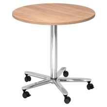 BISTRO 80R C - Système de tables conférence Noyer chrome Ø 80