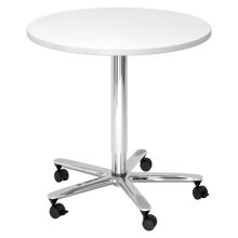 BISTRO 80R C - Système de tables conférence Blanc chrome Ø 80