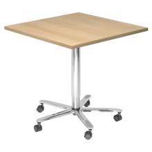 BISTRO 88Q C - Système de tables conférence 80 x 80 chrome Chêne