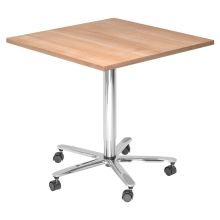 BISTRO 88Q C - Système de tables conférence Noyer 80 x 80 chrome