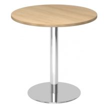 BISTRO F80R C - Système de tables conférence chrome Chêne Ø 80