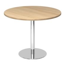 BISTRO F100R C - Système de tables conférence chrome Chêne Ø 100