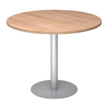 BISTRO F100R S - Système de tables conférence Noyer argent Ø 100