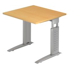 UNDA 8 S | Bureau - 80 x 80 Hêtre/Argent réglable en hauteur