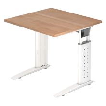 UNDA 8 W | Bureau - 80 x 80 réglable en hauteur Noyer/Blanc