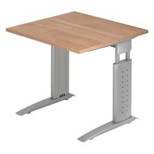 UNDA 8 S | Bureau - 80 x 80 Noyer/Argent réglable en hauteur