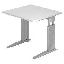 UNDA 8 S | Bureau - 80 x 80 réglable en hauteur Blanc/Argent