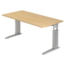UNDA 16 S | Bureau - 160 x 80 Érable/Argent réglable en hauteur