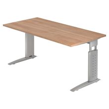 UNDA 16 S | Bureau - 160 x 80 Noyer/Argent réglable en hauteur