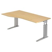 UNDA 18 S | Bureau - 180 x 100 Érable/Argent réglable en hauteur