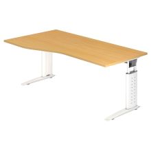 UNDA 18 W | Bureau - 180 x 100 réglable en hauteur Hêtre/Blanc