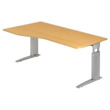 UNDA 18 S | Bureau - 180 x 100 Hêtre/Argent réglable en hauteur