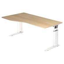 UNDA 18 W | Bureau - 180 x 100 réglable en hauteur Chêne/Blanc