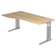 UNDA 18 S | Bureau - 180 x 100 Chêne/Argent réglable en hauteur