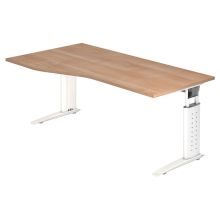 UNDA 18 W | Bureau - 180 x 100 réglable en hauteur Noyer/Blanc