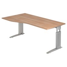 UNDA 18 S | Bureau - 180 x 100 Noyer/Argent réglable en hauteur