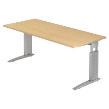 UNDA 19 S | Bureau - 180 x 80 Érable/Argent réglable en hauteur