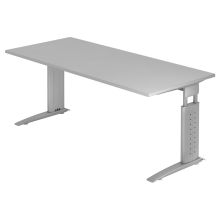 UNDA 19 S | Bureau - 180 x 80 Gris/Argent réglable en hauteur