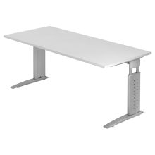 UNDA 19 S | Bureau - 180 x 80 réglable en hauteur Blanc/Argent
