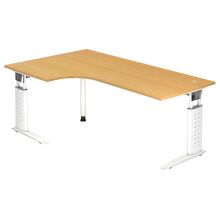 UNDA 82 W | Bureau - 200 x 120 réglable en hauteur Hêtre/Blanc