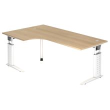 UNDA 82 W | Bureau - 200 x 120 réglable en hauteur Chêne/Blanc