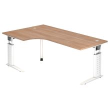 UNDA 82 W | Bureau - 200 x 120 réglable en hauteur Noyer/Blanc