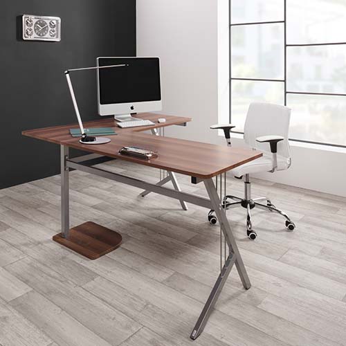HJH Office 673952 Table/bureau pour ordinateur avec commode fixe étoile chêne/blanc 
